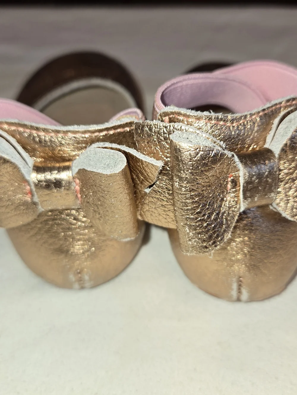 Monkey Feet Rose Gold Mary Jane Shoes with Pink Strap SZ 12 - 18M